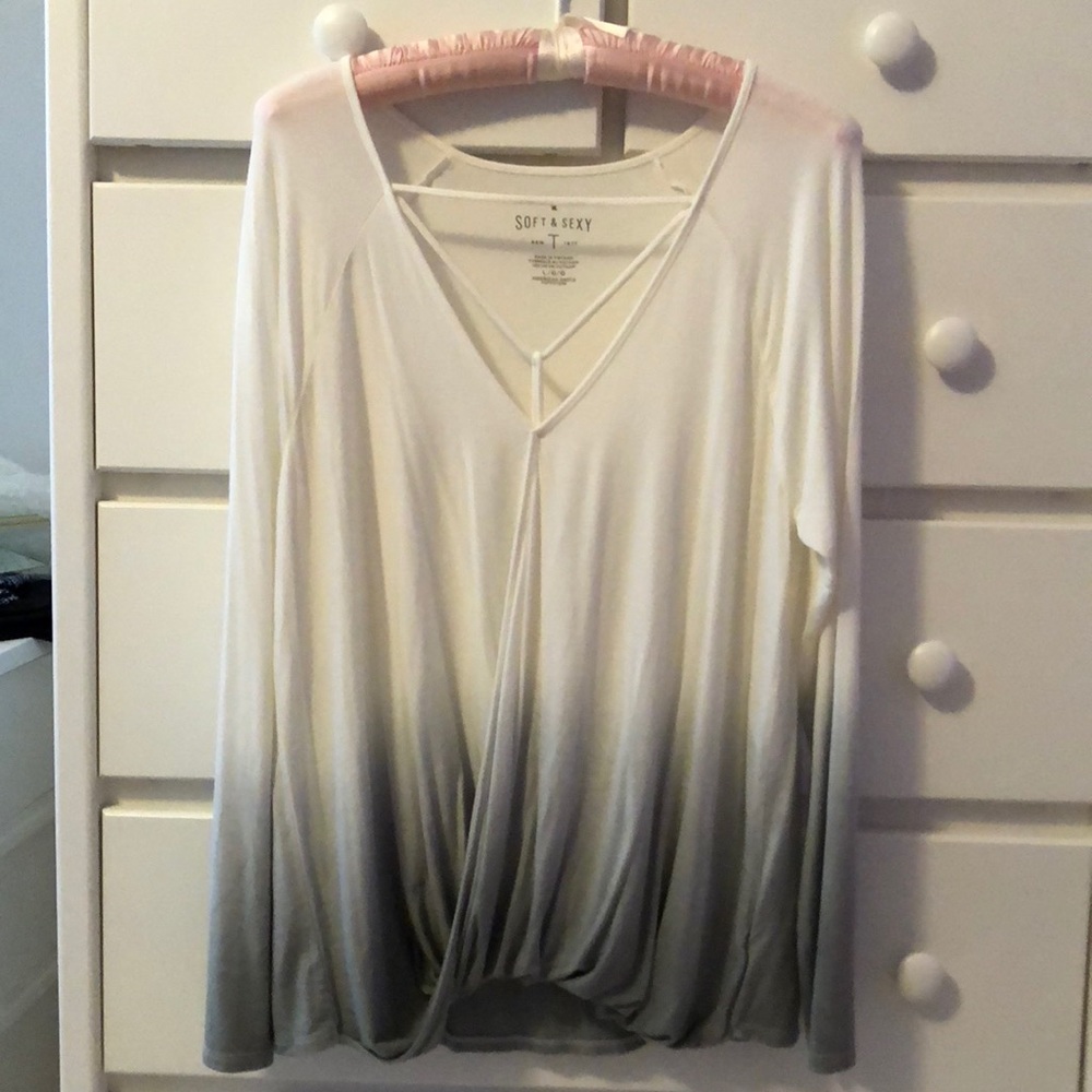 White-green ombré soft & sexy AE long sleeve💚